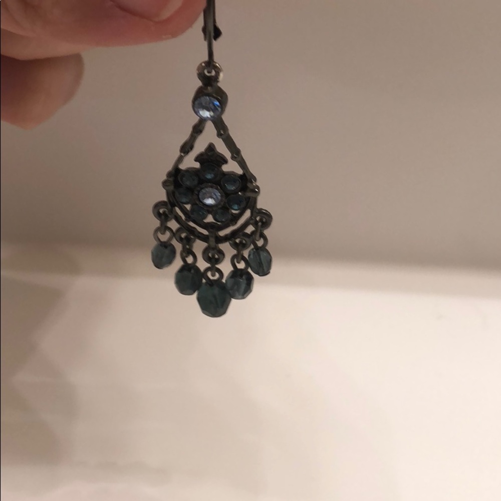 Blue Lever Back Dangle Earrings - Picture 2 of 3